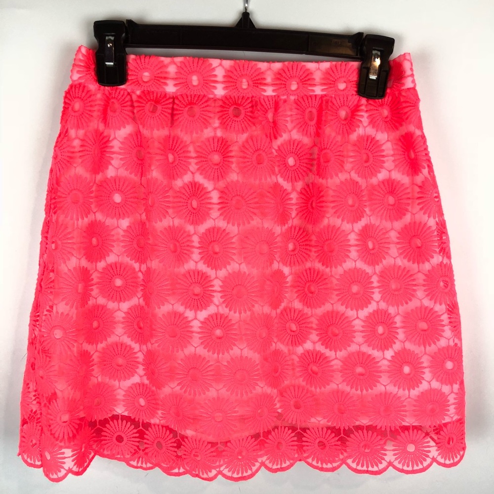 Lilly Pulitzer Hot pink floral Scalloped skirt S